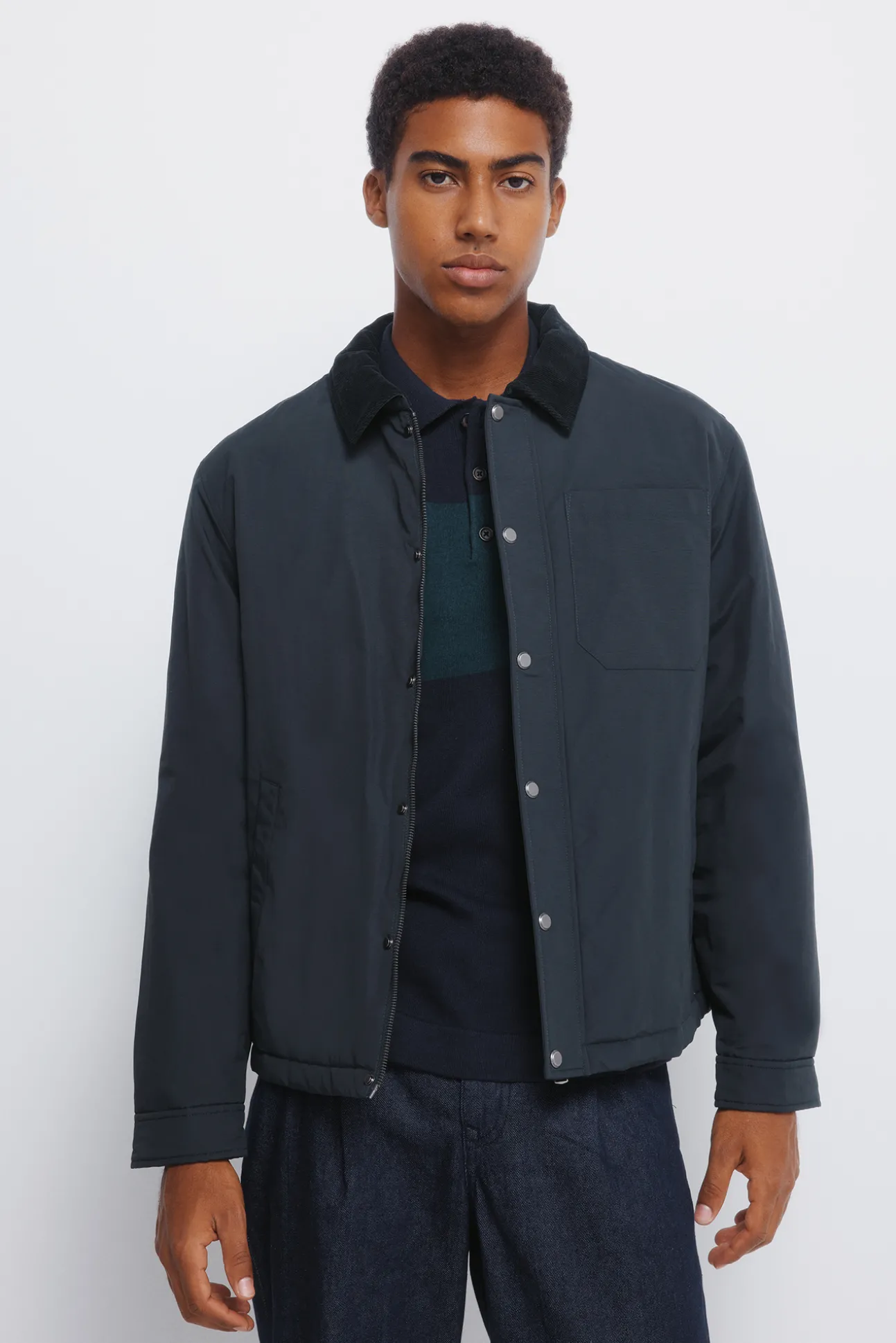 Blouson à col en velours côtelé