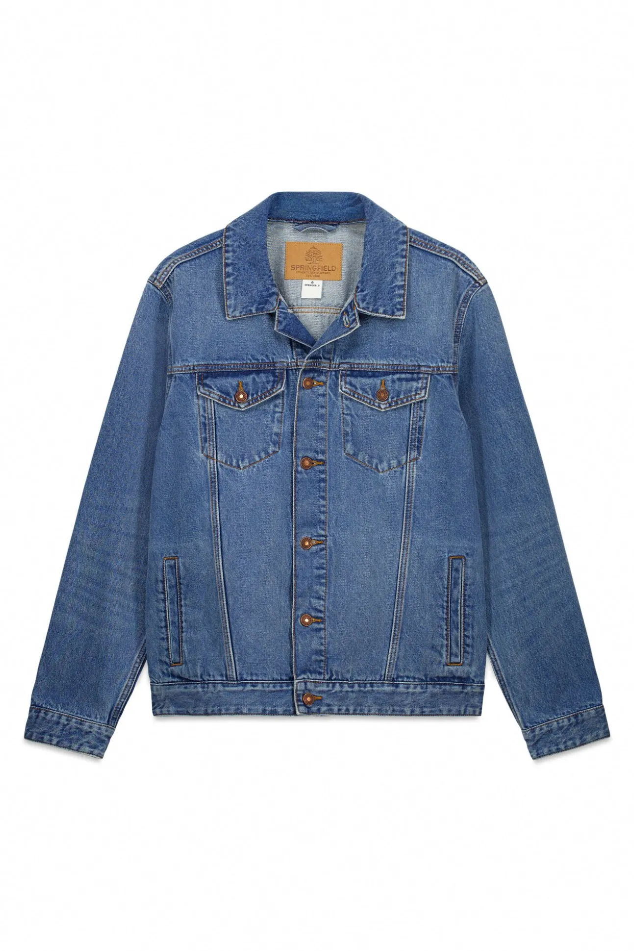 Blouson en denim délavé moyen foncé