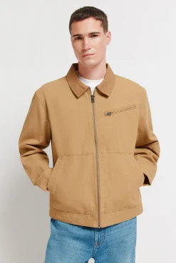 Blouson lavé à contraste en coton