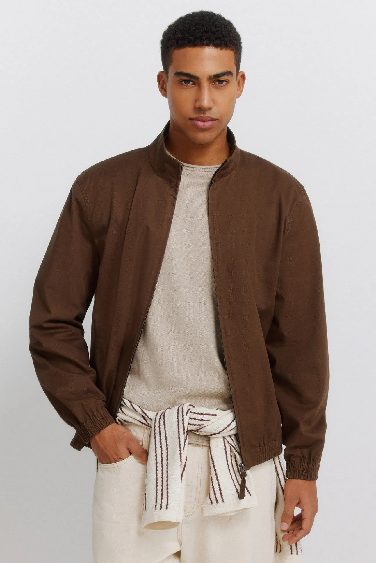 Blouson léger en lin et coton