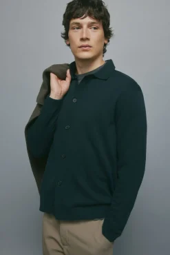 Cardigan boutonné à col polo