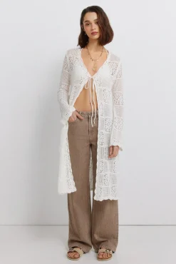Cardigan long en pointelle