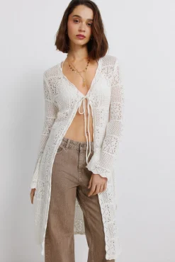 Cardigan long en pointelle