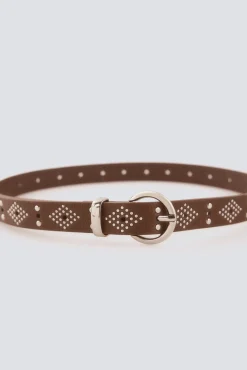 Ceinture boucle ronde &agrave; clous