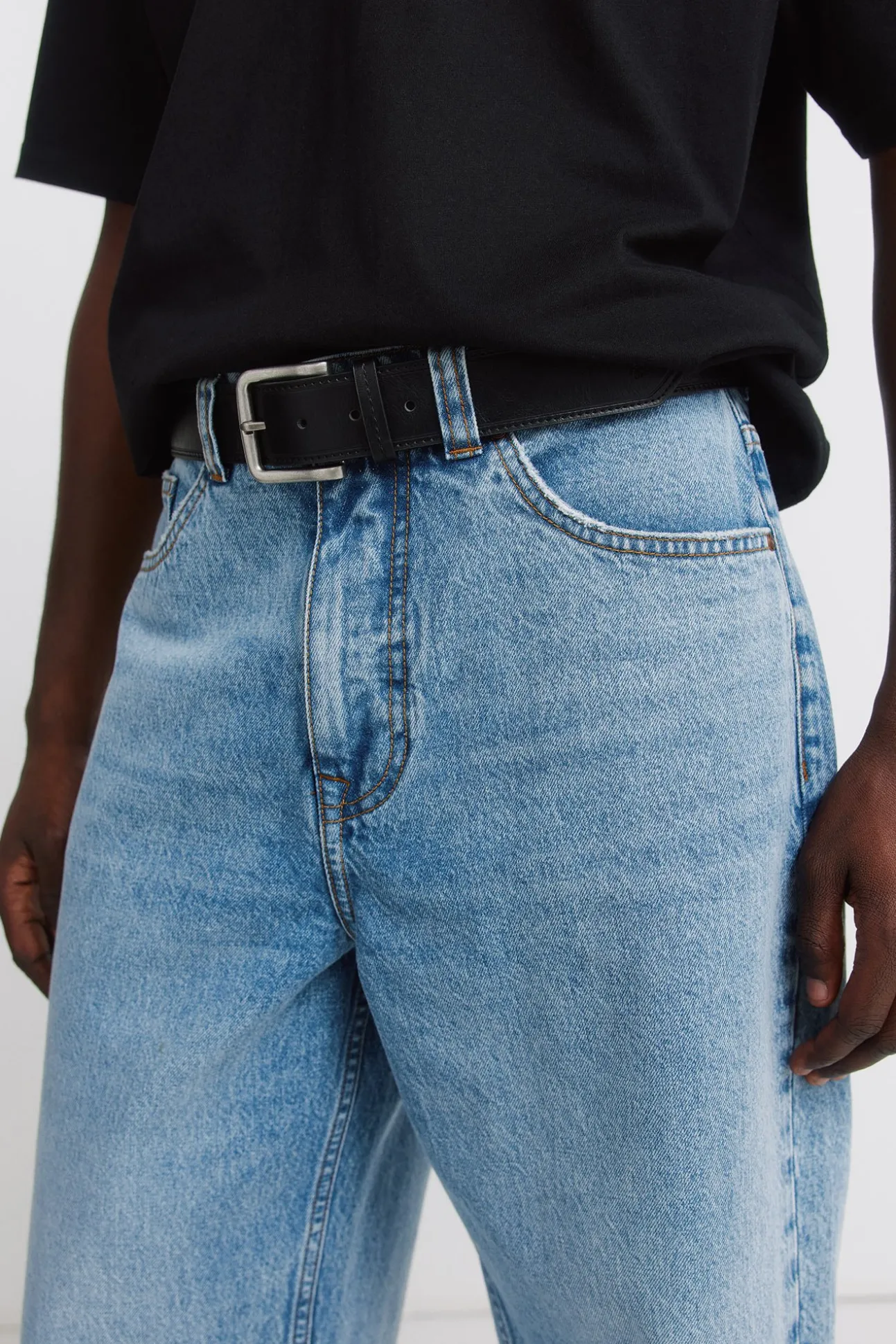 Ceinture effet cuir surpiqûres