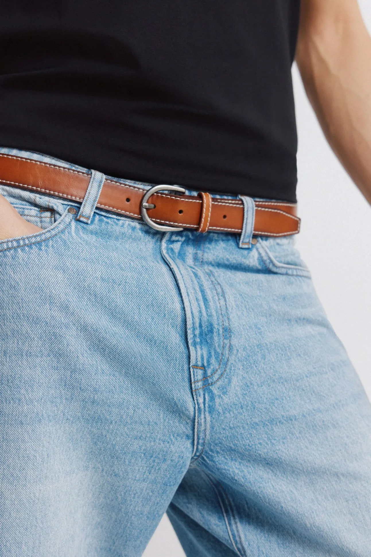 Ceinture effet cuir surpiquée