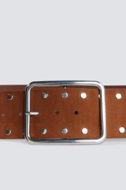 Ceinture large en daim à clous
