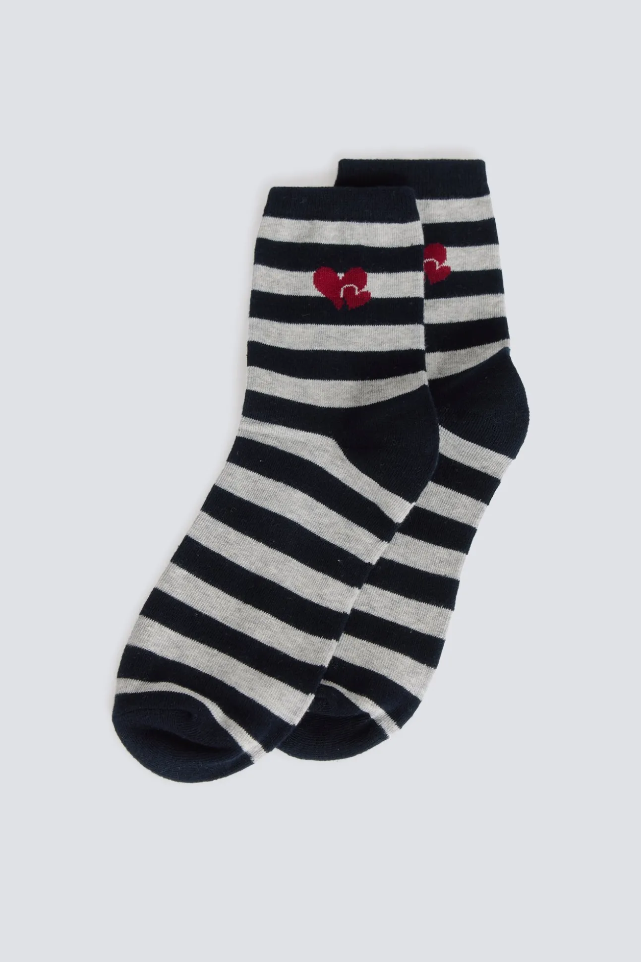 Chaussette longue à rayures cœurs