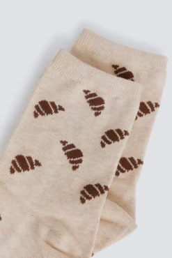 Chaussette longue &agrave; motifs croissants