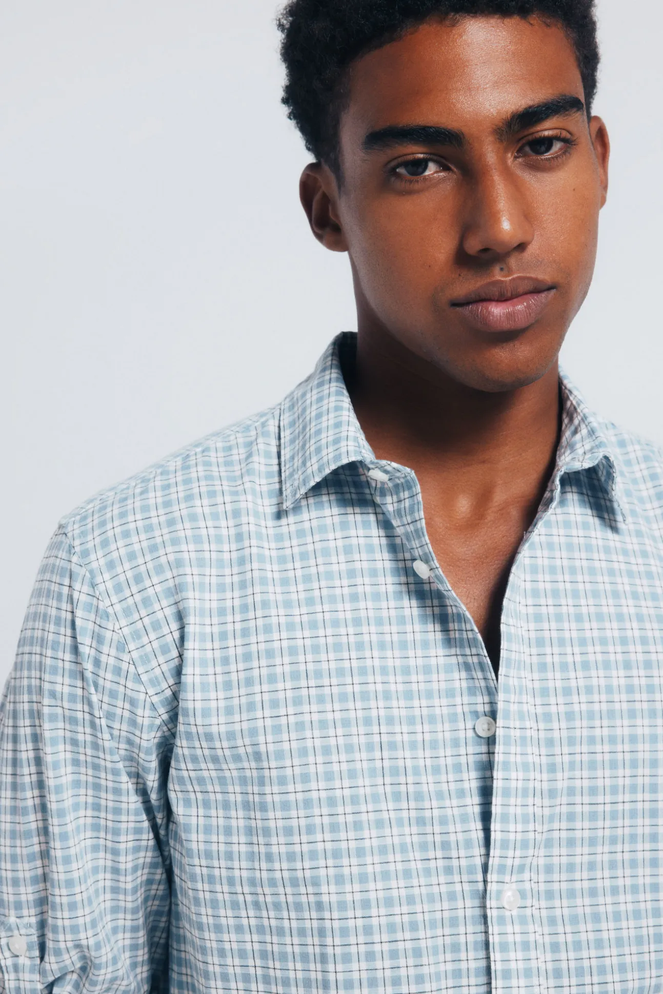Chemise à carreaux en coton flammé