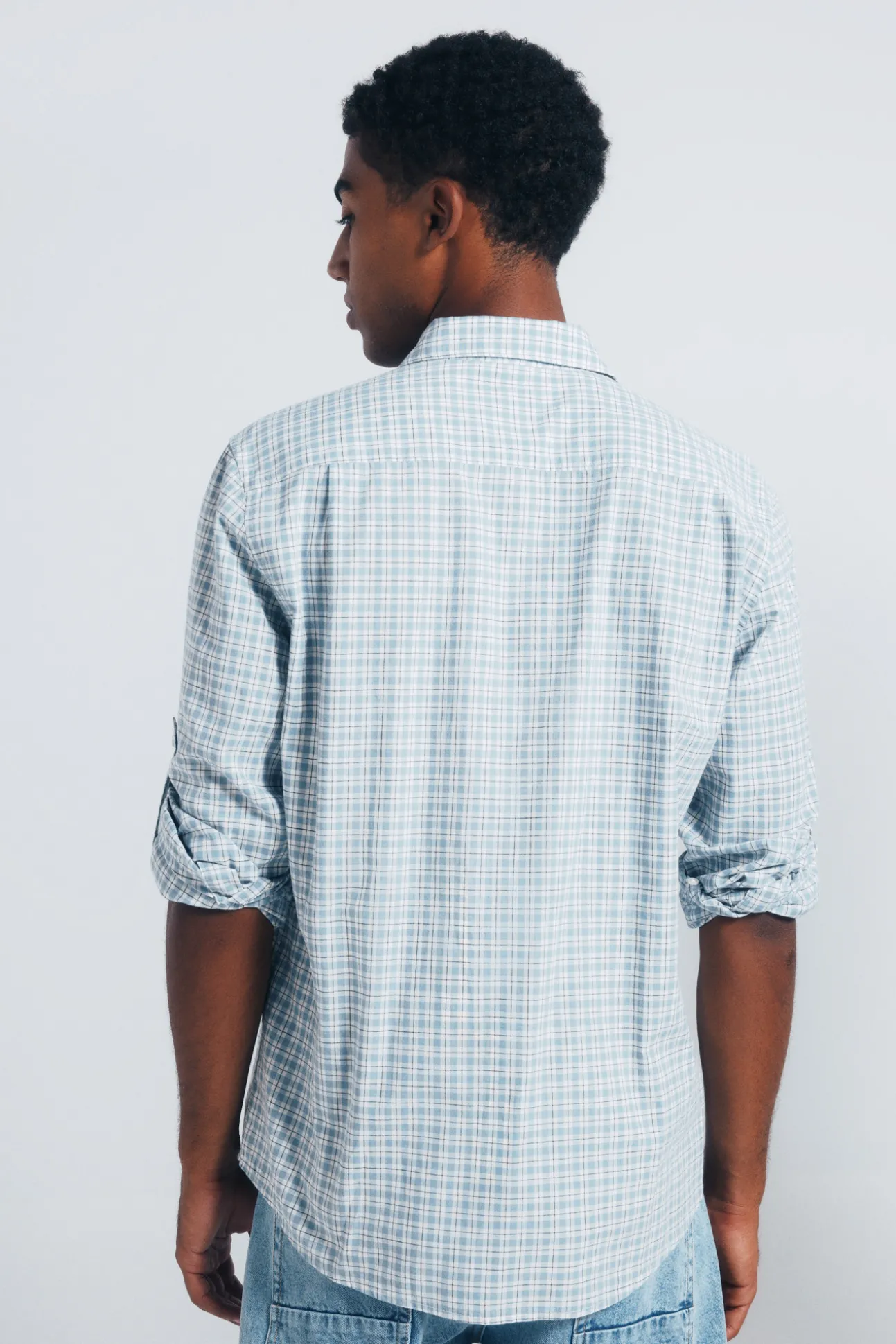 Chemise à carreaux en coton flammé