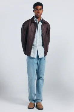 Chemise à carreaux en coton flammé