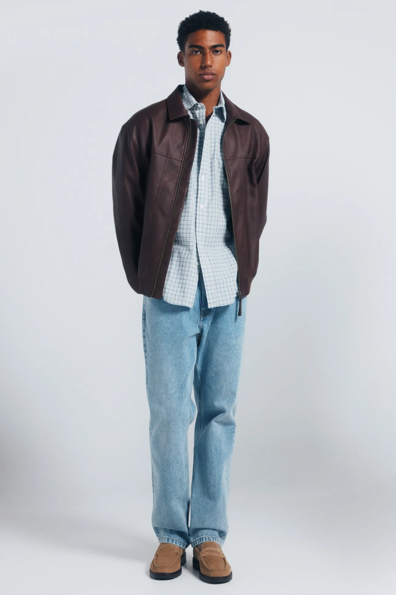 Chemise à carreaux en coton flammé