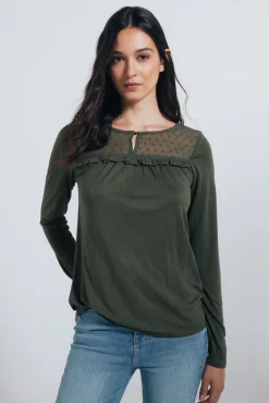 Chemise à volant plumetis