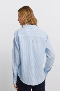 Chemise col en V en lin