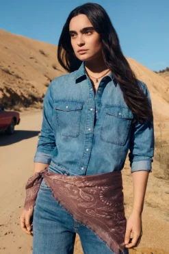 Chemise en jean avec poches en coton