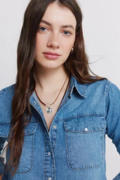 Chemise en jean avec poches en coton