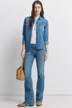 Chemise en jean avec poches en coton