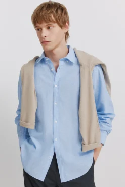Chemise en lin &agrave; rayures