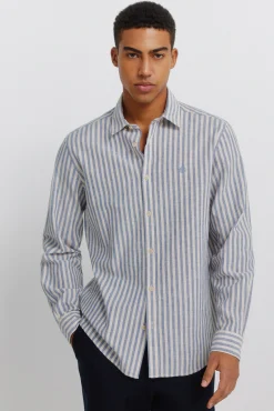 Chemise en lin &agrave; rayures