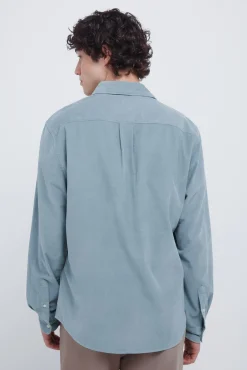 Chemise en micro velours côtelé côtelé