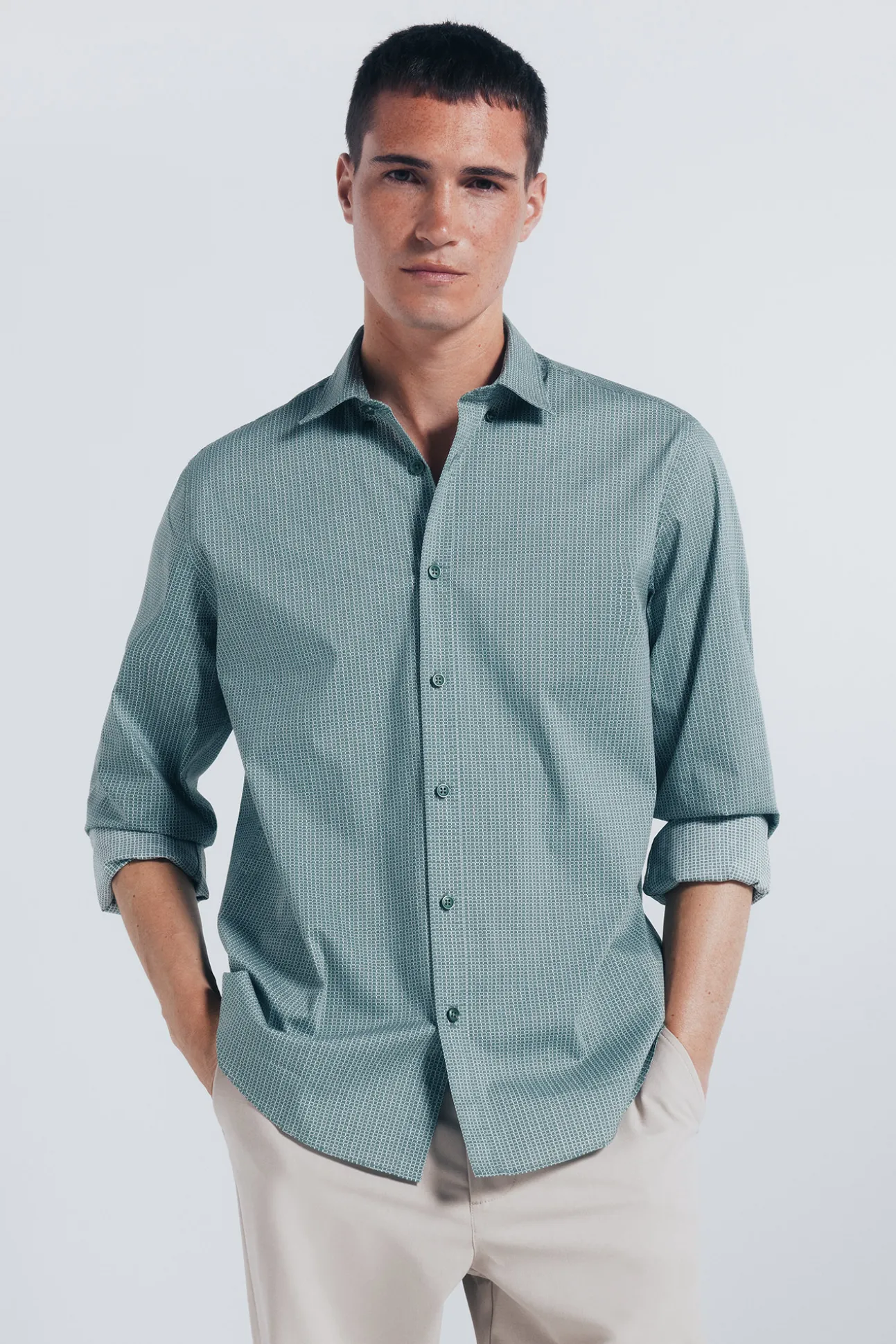Chemise en popeline micro- imprimé
