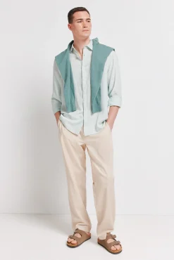 Chemise fil &agrave; fil en lin et viscose
