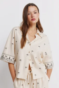Chemise manches courtes imprimée oversize