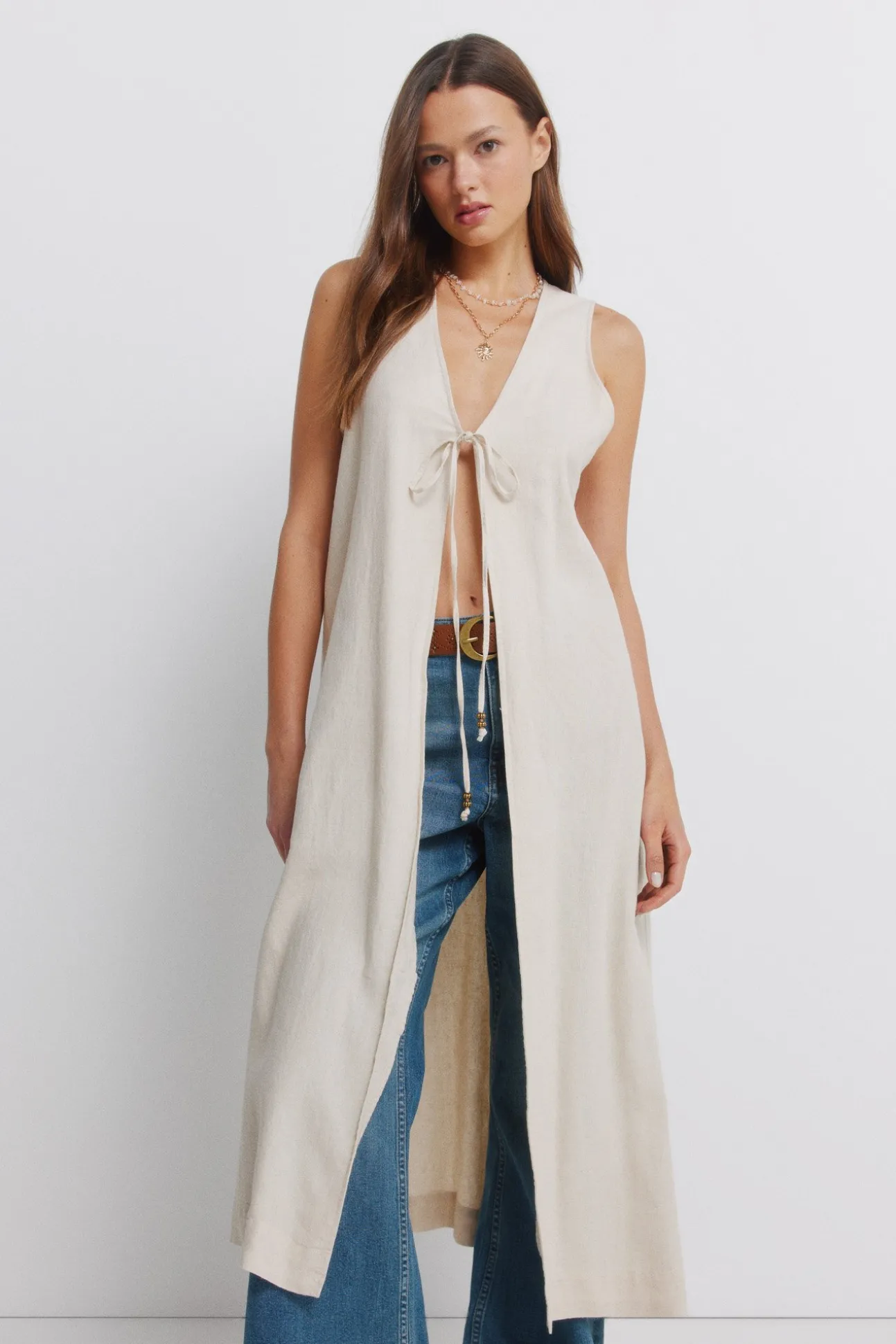 Gilet long en lin