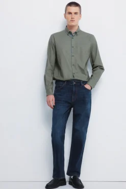 Jeans coupe droite délavé foncé