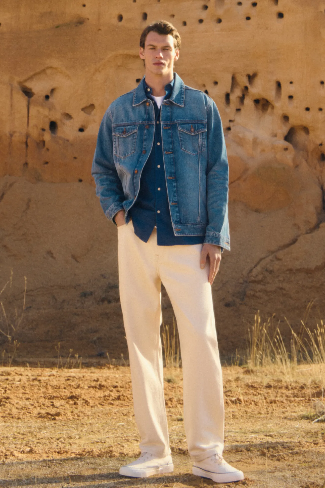 Jeans coupe droite écru