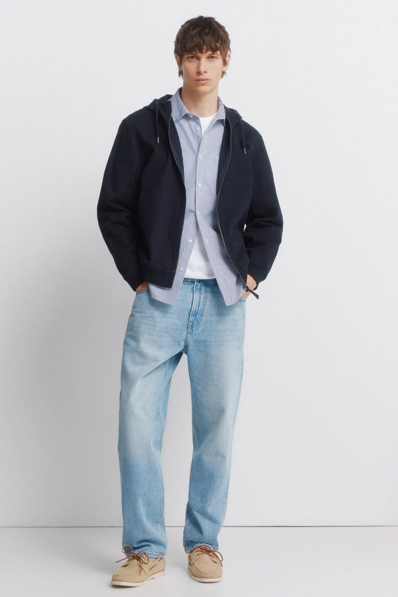 Jeans délavé moyen clair coupe droite
