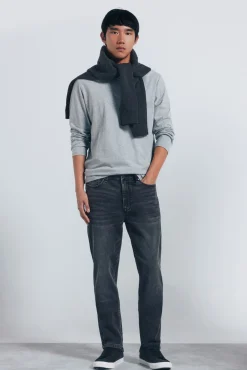 Jeans skinny délavé gris foncé