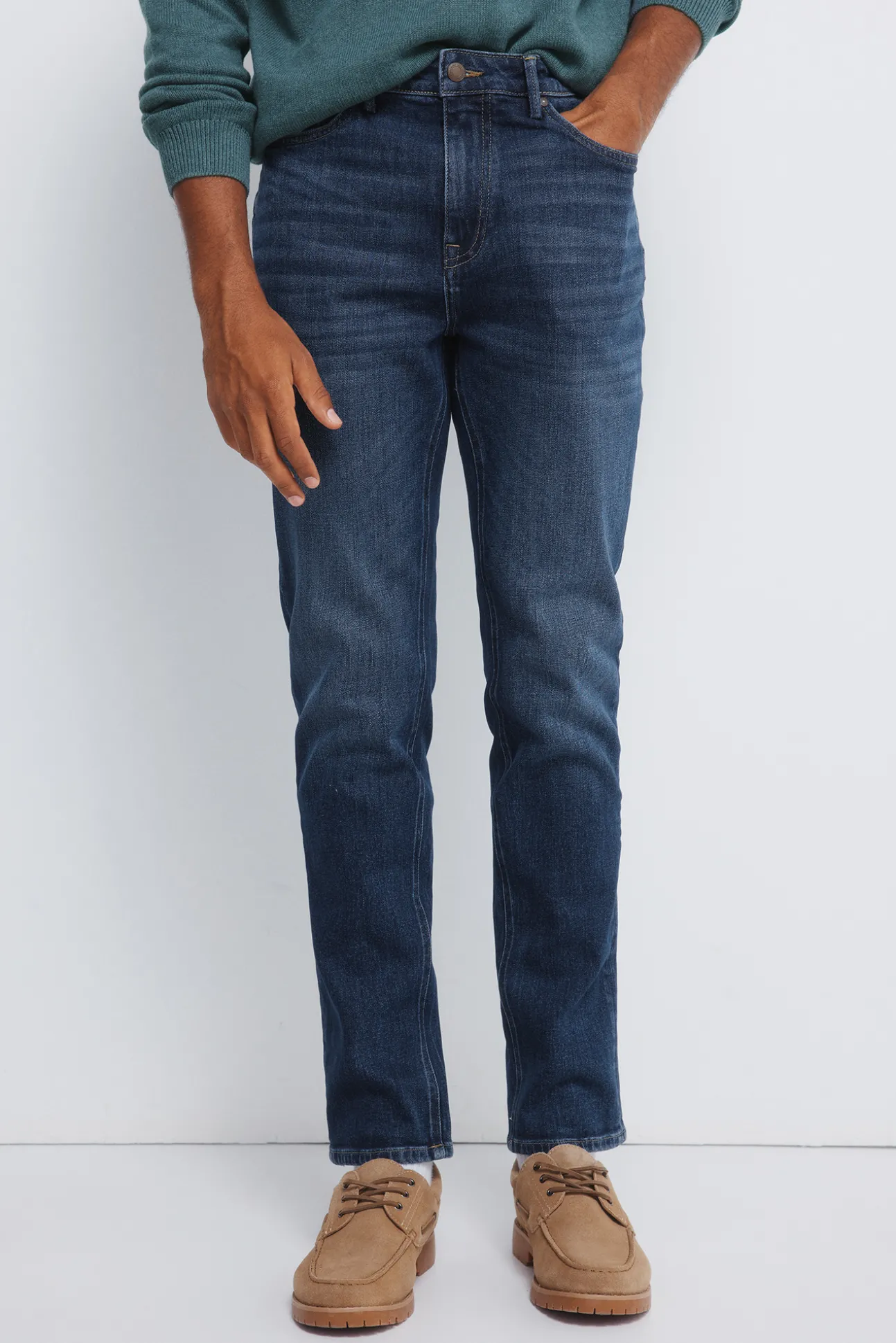 Jeans slim délavé moyennement foncé
