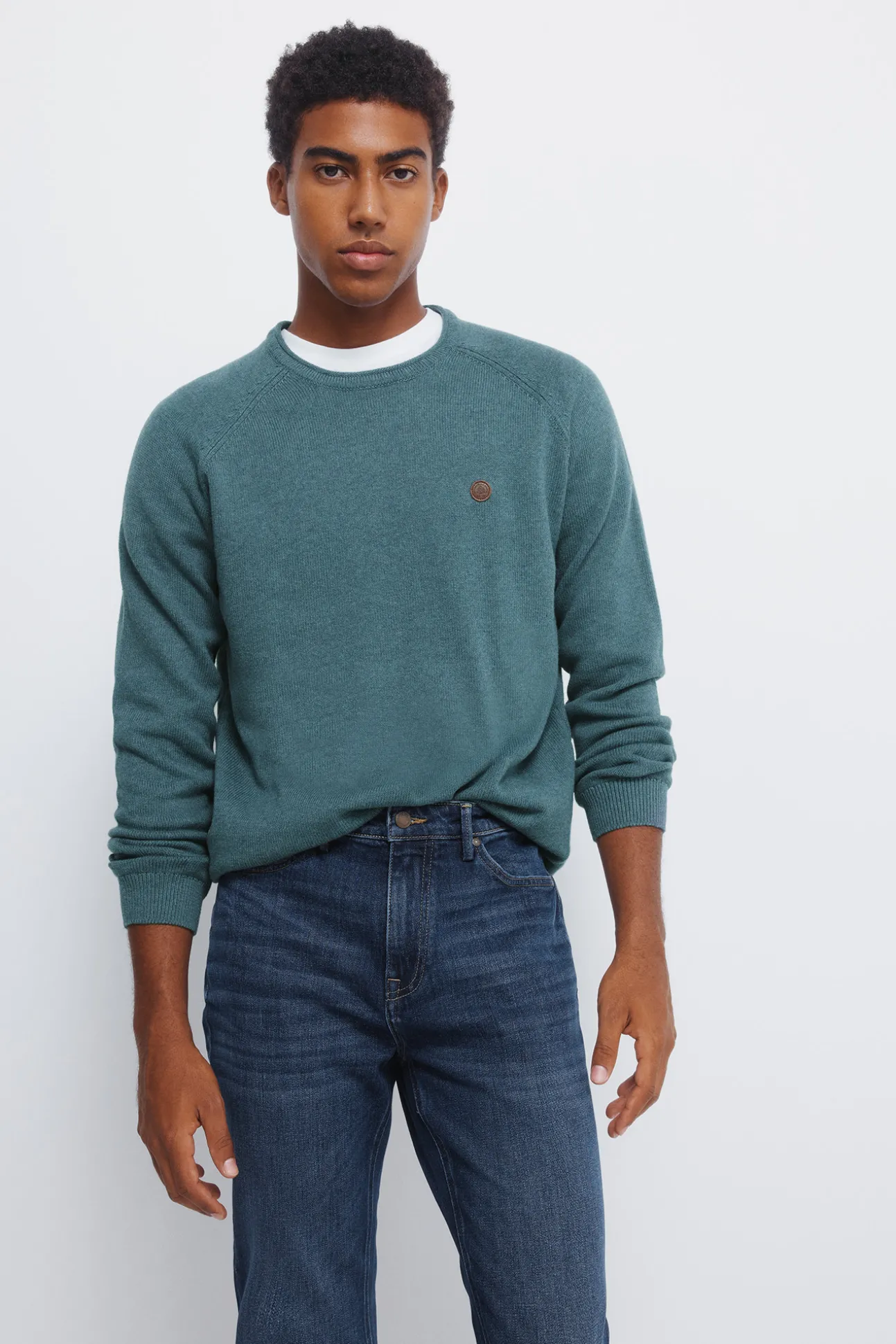 Jeans slim délavé moyennement foncé