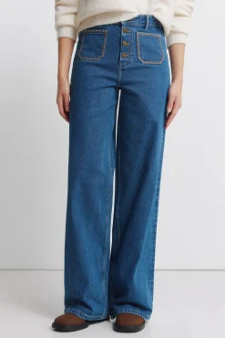 Jeans super large avec poches plaqu&eacute;es
