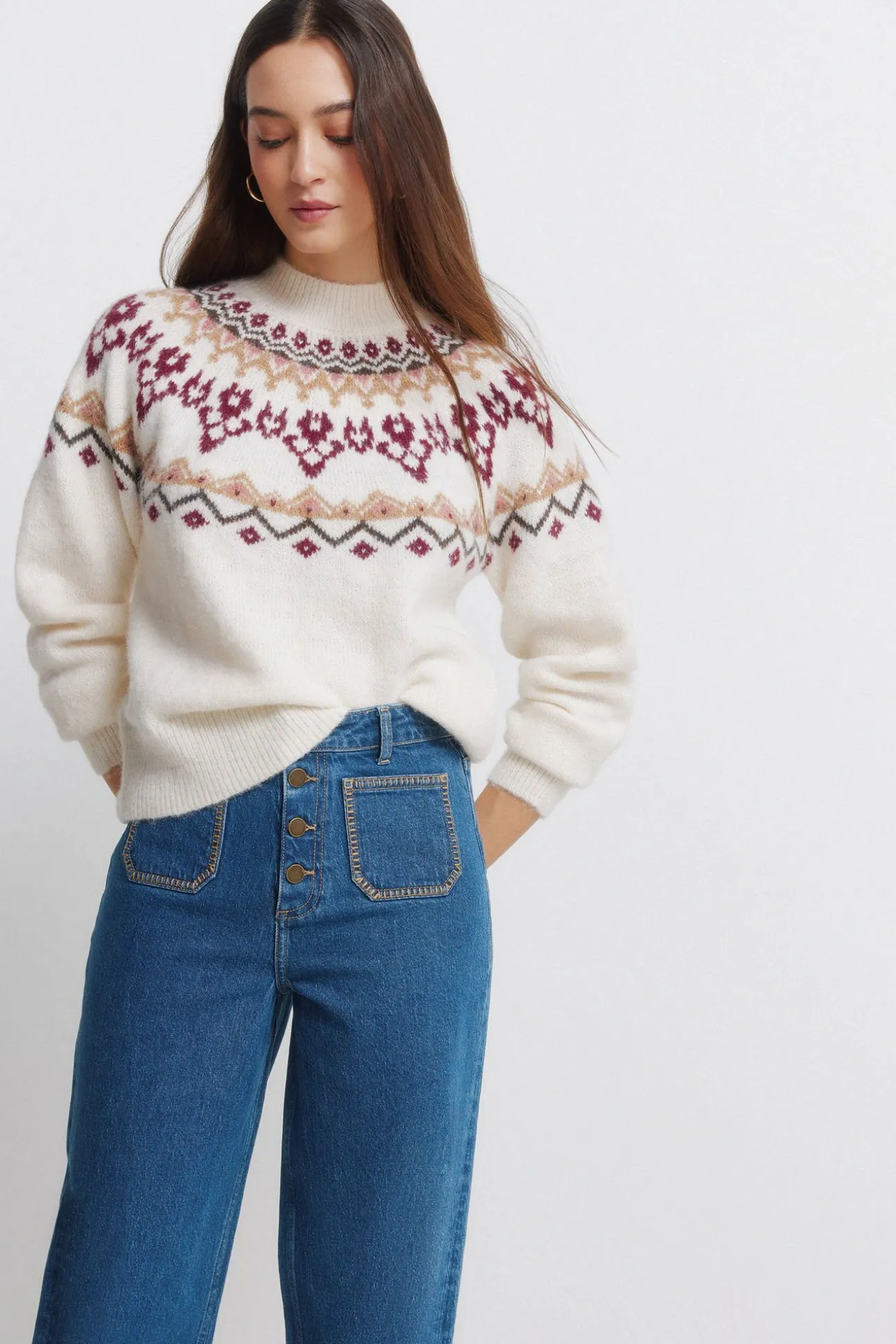 Jeans super large avec poches plaquées