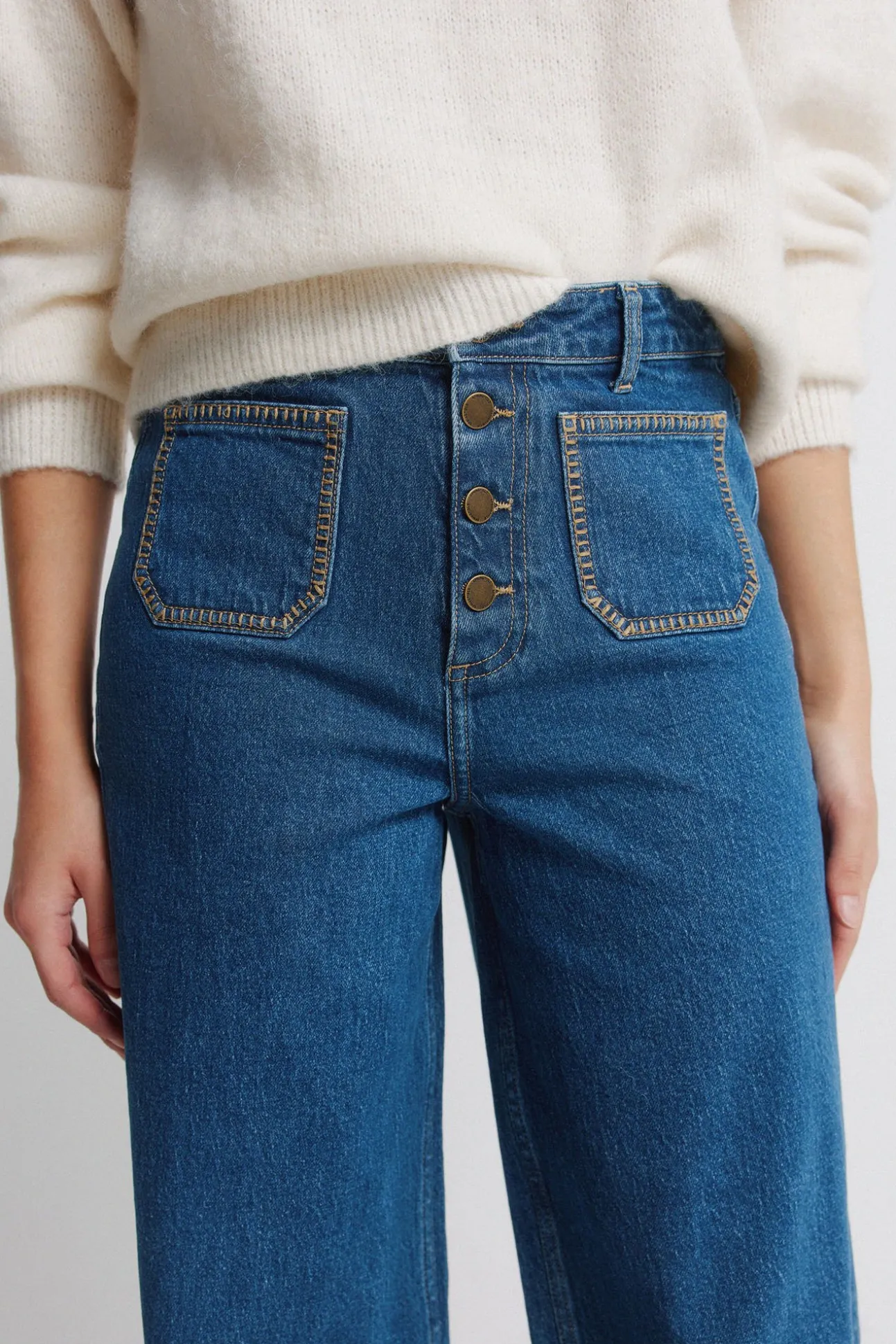 Jeans super large avec poches plaquées