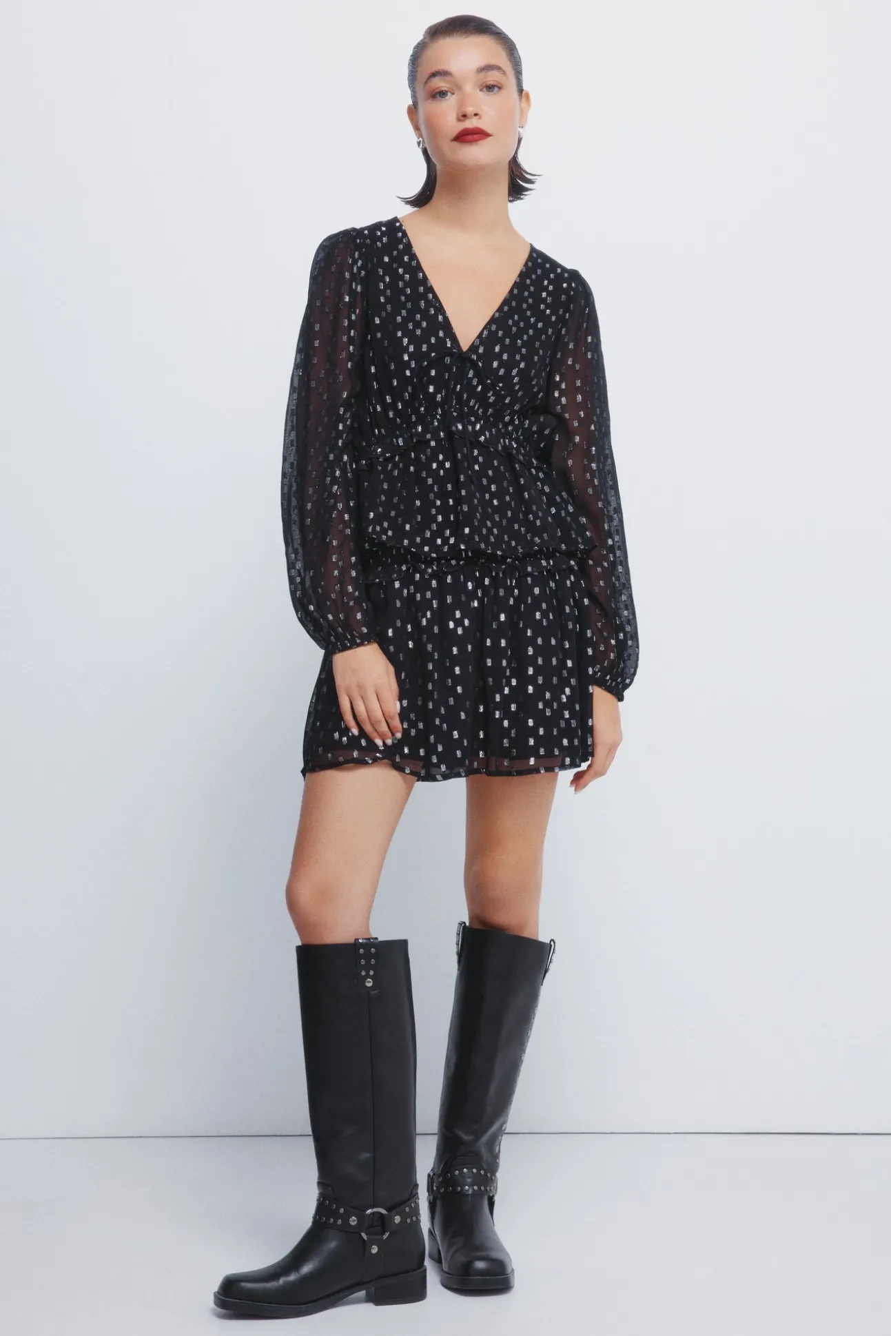 Jupe à smocks en lurex