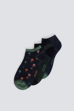 Lot de 3 chaussettes chevilles à motifs palmiers