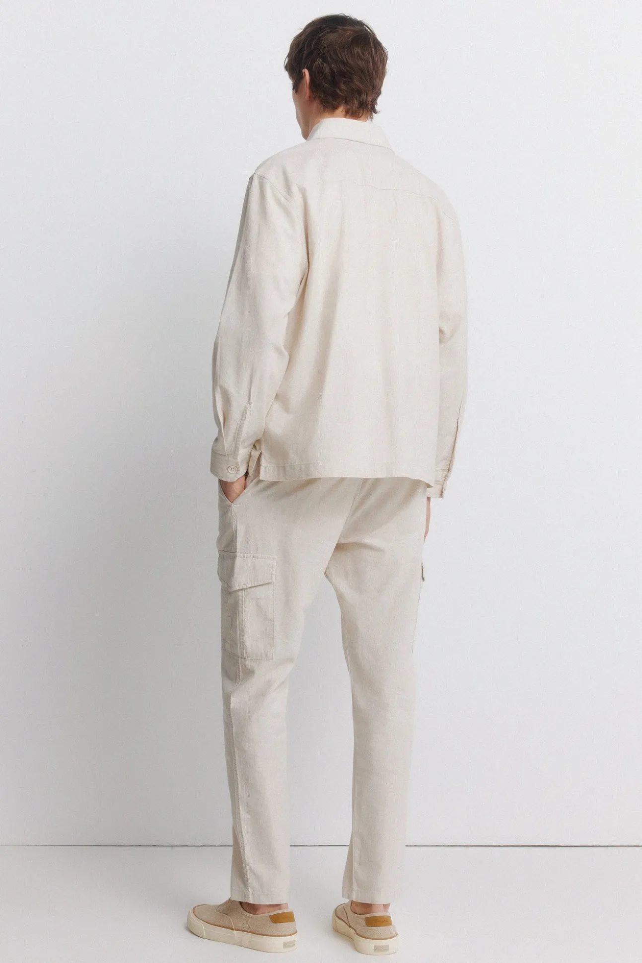 Pantalon cargo slim fit en lin