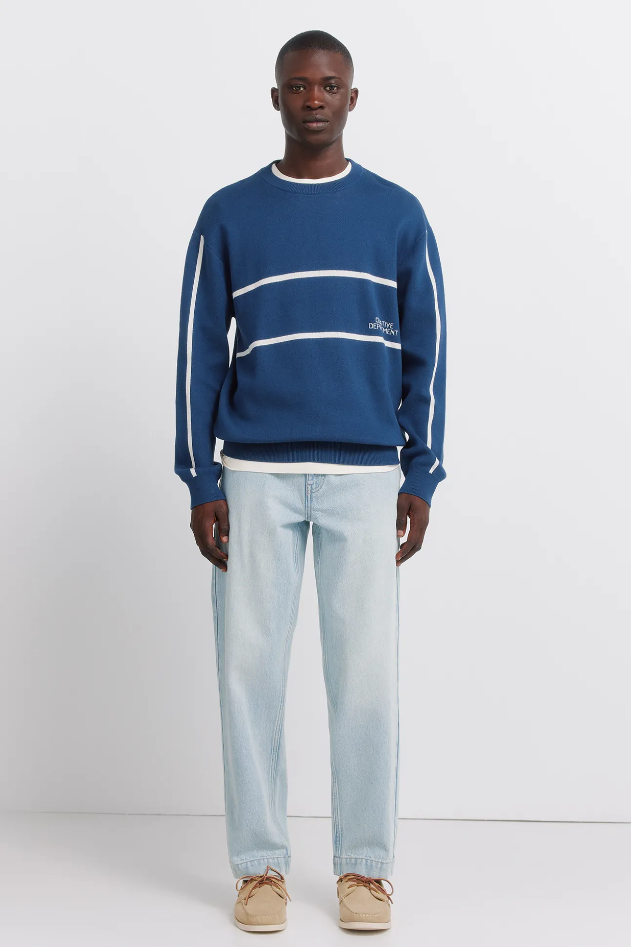 Pantalon chino en jean délavé clair