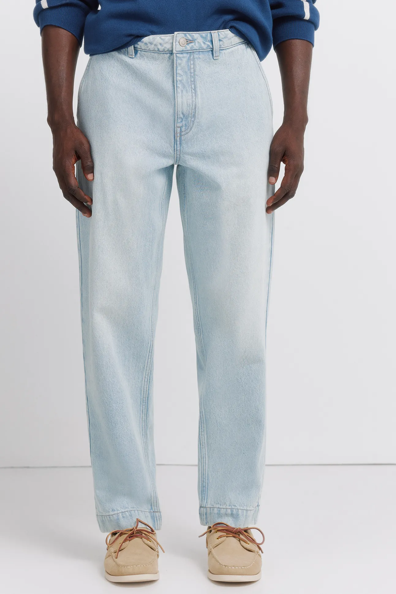 Pantalon chino en jean délavé clair