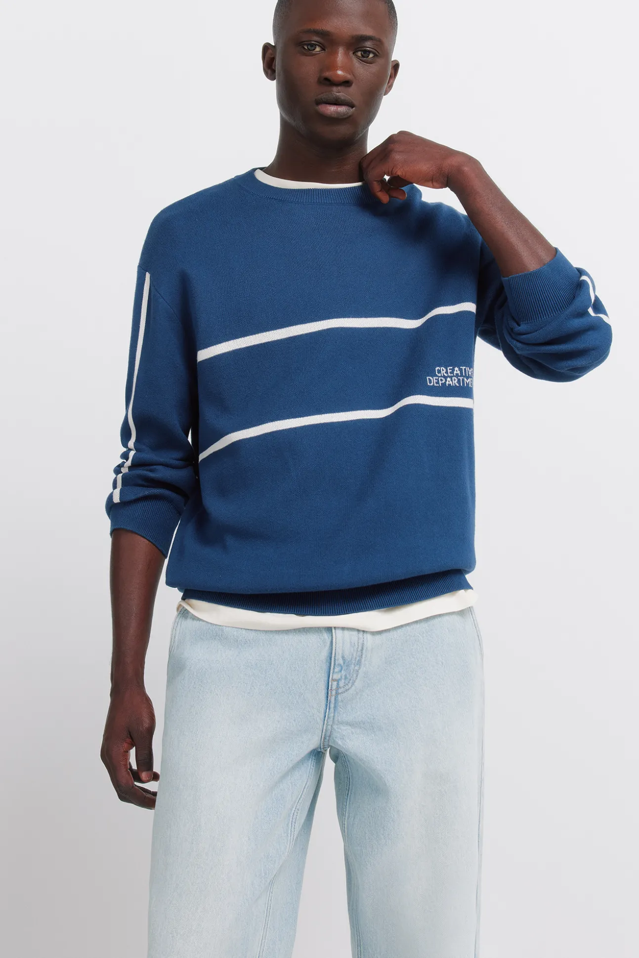 Pantalon chino en jean délavé clair