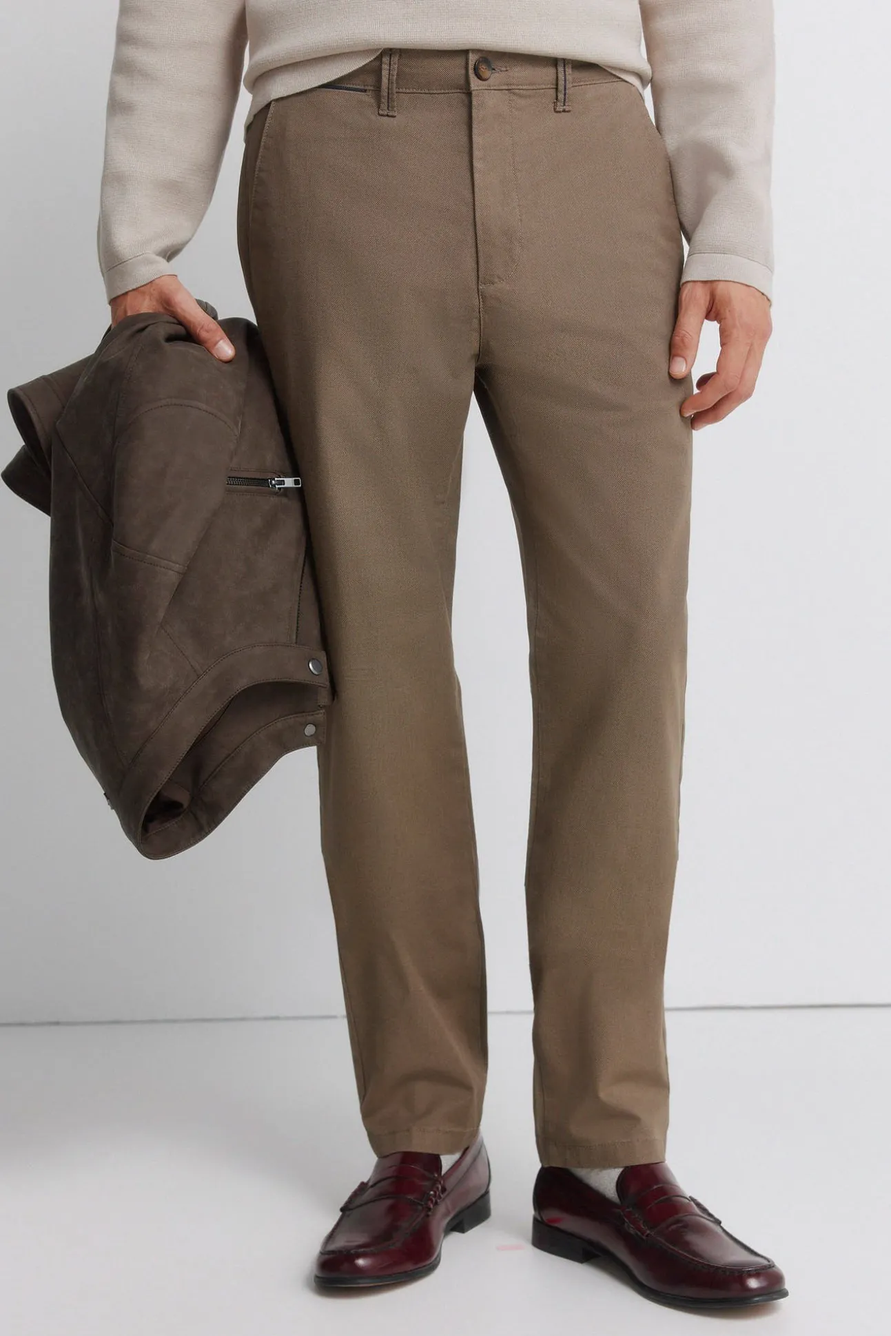 Pantalon chino micro-imprimé coupe slim