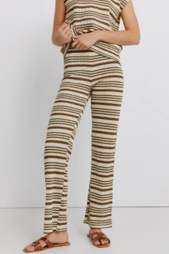 Pantalon en tricot &agrave; rayures