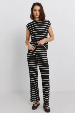 Pantalon en tricot à rayures