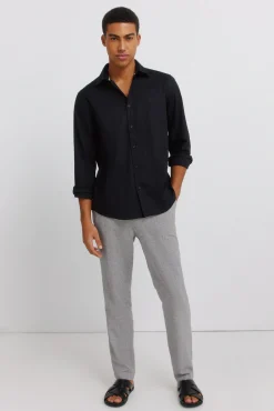 Pantalon slim fit confortable en lin structuré