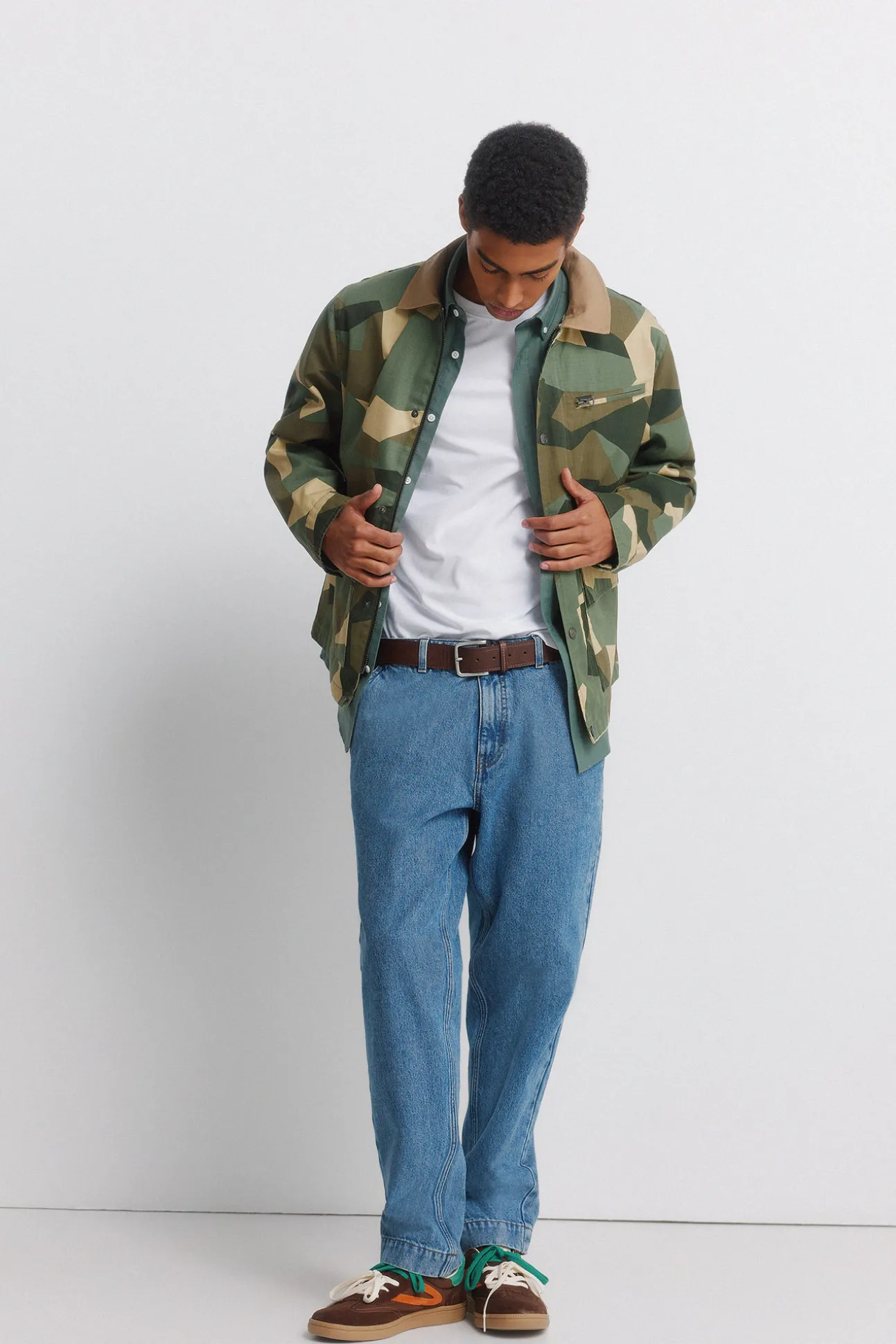 Parka camouflage col contrastant