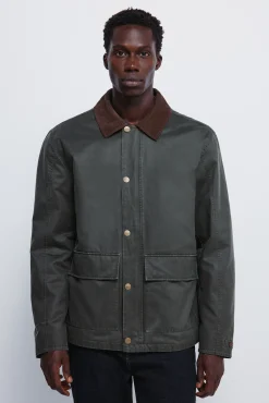 Parka courte avec col en velours côtelé